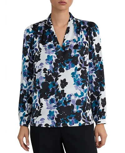 Kasper Women's V-Neck Pleated-Shoulder Blouse