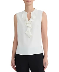 Kasper Women's Ruffled Split-Neck Sleeveless Blouse