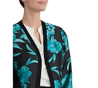 Kasper Women's Collarless Printed Cardigan Jacket