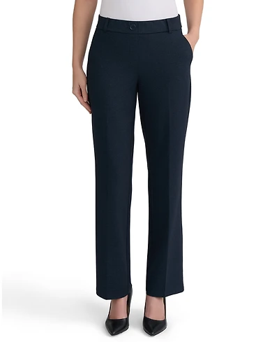 Kasper Women's Faux-Fly Pull-On Straight-Leg Pants