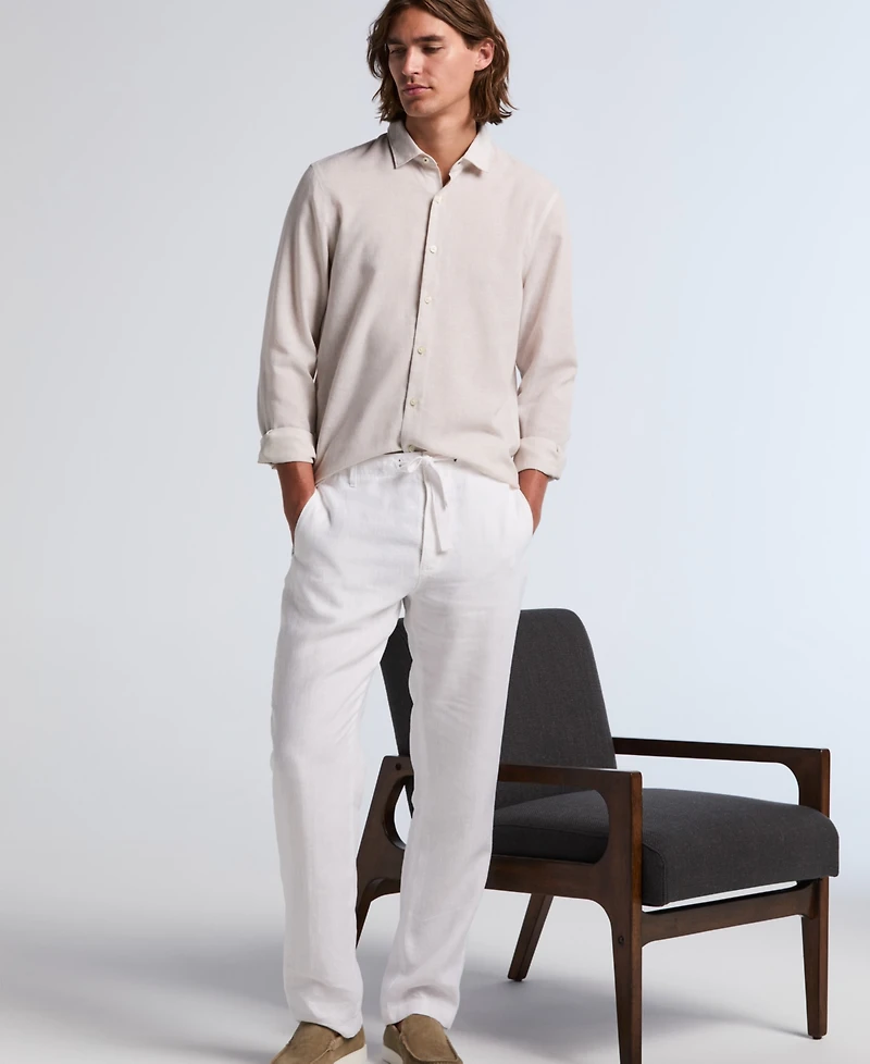 Perry Ellis Men's Regular-Fit 100% Linen Drawstring Pants