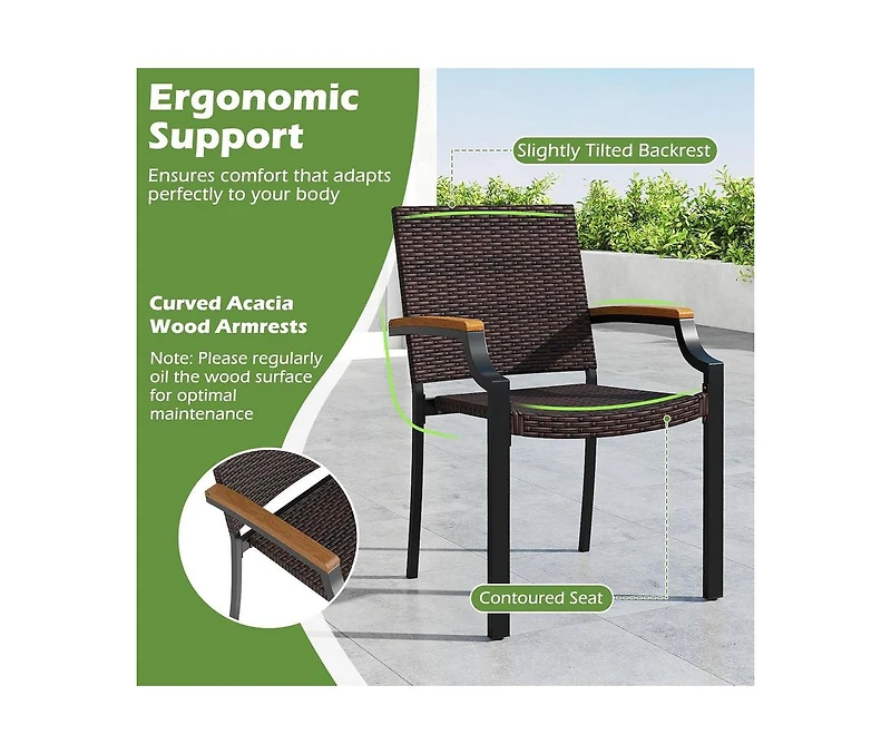 Cushry Patio Wicker Dining Chairs Set of 2