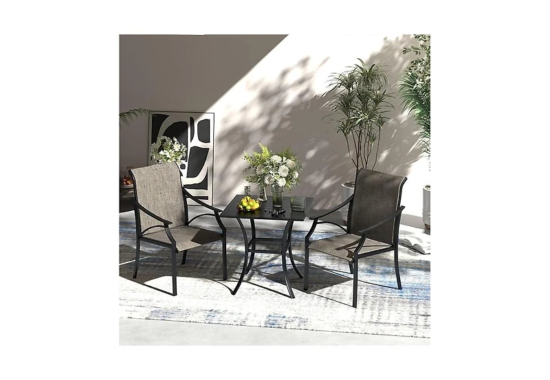 Cushry Round Outdoor Dining Table, 48-inch All-Weather Patio Table with Adjustable Umbrella Hole