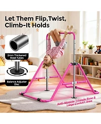Gymnastics Bar for Kids, Adjustable Height Gymnastic Horizontal Bars, Folding Gymnastic Junior Training Kip Bar for Home