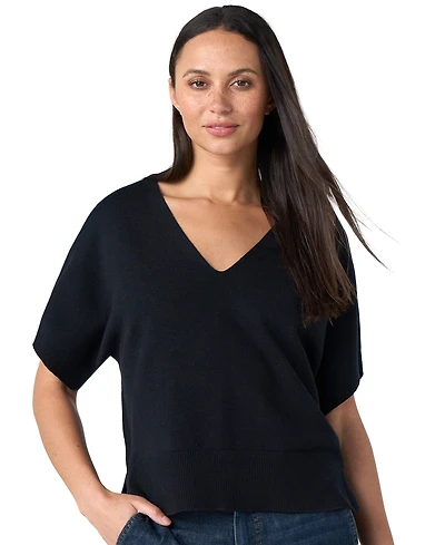 Liverpool Los Angeles Petite Short-Sleeve V-Neck Dolman Pullover Sweater