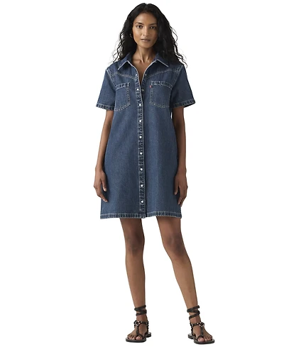 Levi's Women's Louisa Short-Sleeve Collared Cotton Denim Dress