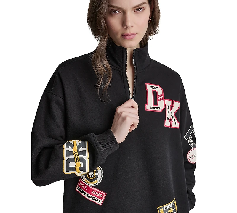 Dkny Sport Women's Campus Patch Quarter-Zip Sweatshirt