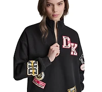 Dkny Sport Women's Campus Patch Quarter-Zip Sweatshirt