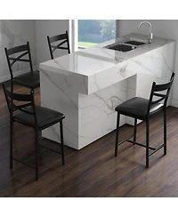 Bar Stools Set of 4, Black Bar Stools Set of 4 with X-Shaped Backrest and Metal Footrest, Metal Bar Stools Set of 4, Barstools Set of 4 for Dining Roo