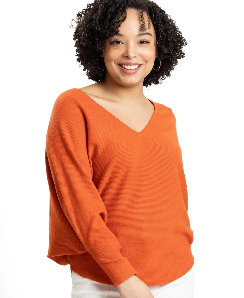 Caldwell Collection Women's Jennifer V-Neck Dolman Sleeve Sweater