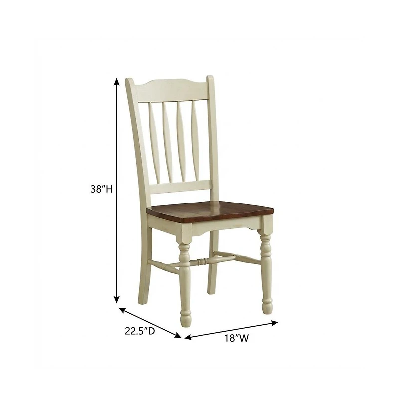 Starlight Canyon Home Merlot-Buttermilk Slatback Dining Chair Set(2) with Solid Rubberwood Construction