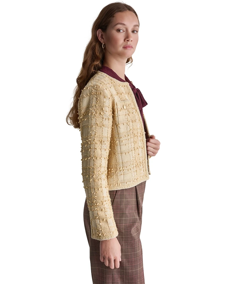 Bcbg Women's Cropped Plaid Shoulder-Pad Jacket