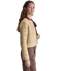 Bcbg Women's Cropped Plaid Shoulder-Pad Jacket