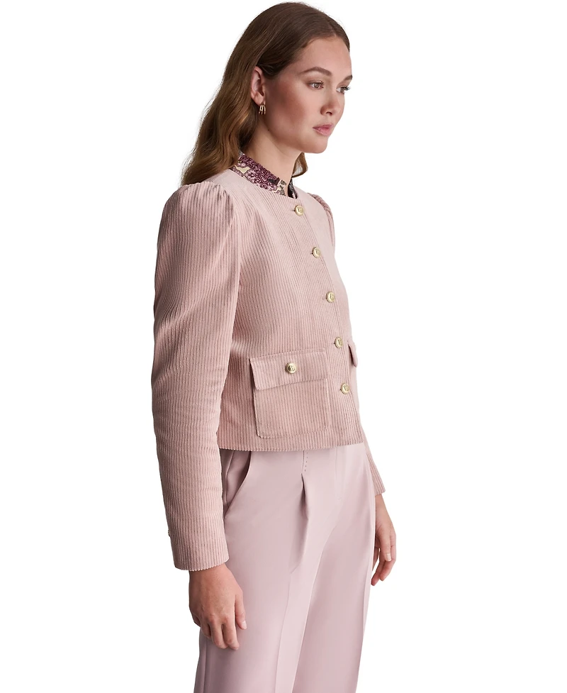 Bcbg Women's Corduroy Puff-Shoulder Collarless Jacket