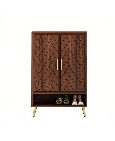 Slickblue 2 Door Shoe Rack Cabinet for Entryway Hallway and Living Room