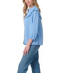 Gloria Vanderbilt Women's Nia Peasant 3/4-Sleeve Cascading-Ruffles Blouse
