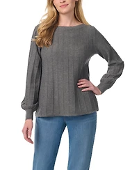 Gloria Vanderbilt Women's Thelma Ribbed-Knit Boat Neck Loose-Fit Sweater