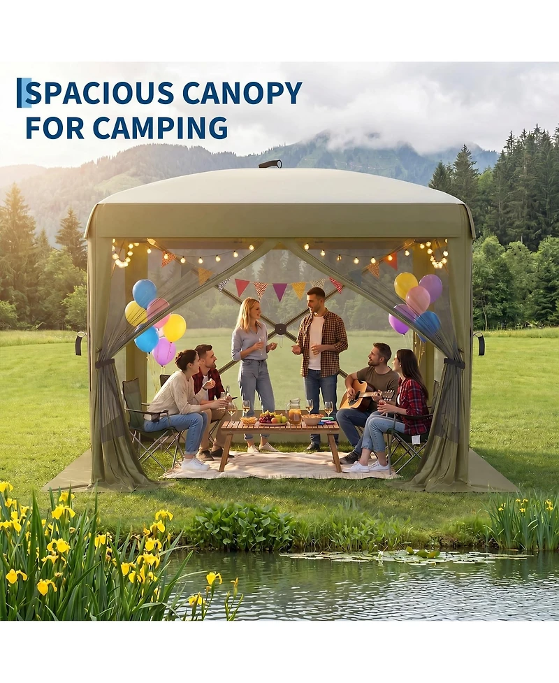 Maxsa 8' x 8' Pop-Up Gazebo Canopy, 300D Oxford Fabric with B3 Mesh, Steel Frame, Removable Wind Panels, Carry Bag