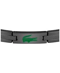 Lacoste Men's Stencil Black Ip Stainless Steel with Green Enamel Crocodile Bracelet