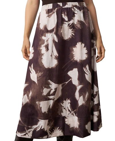 Cable & Gauge Women's Floral Pull-On Midi Skirt