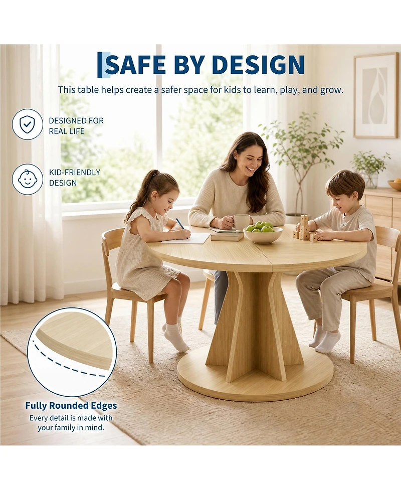 Gaomon 47.2 Inch Round Dining Table For 4 Persons, Kitchen Table, 1.18 Thick Tabletop, Modern Styling