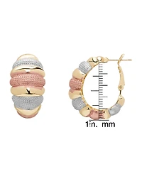 Macy's Tri-Color Graduated Omegaback Hoop Earrings