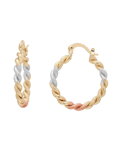Macy's Tri-Color Twist Hoop Earrings
