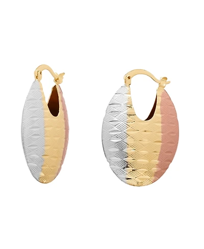 Macy's Tri-Color Puff Oval Hoop Earrings