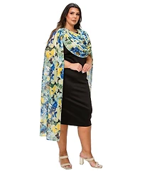 L I V D Plus Evolette Floral Cape Dress