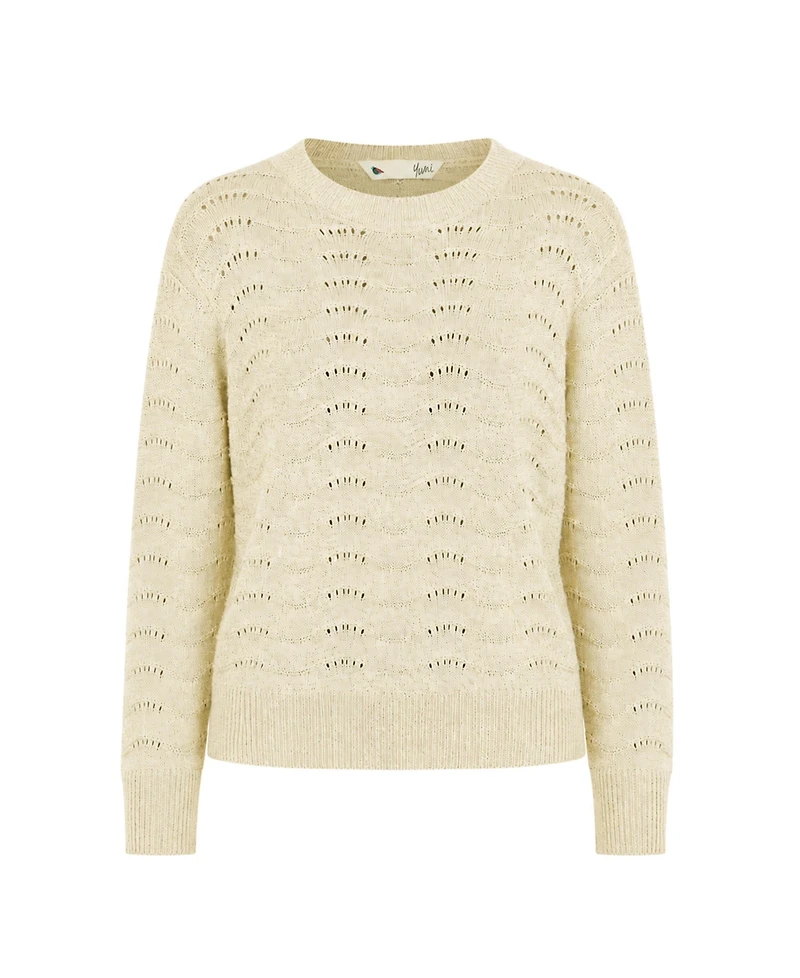 Yumi Women's Wave Metallic Thread Relaxed Jumper