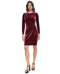 Dkny Women's Velvet Ruched Long-Sleeve Dress
