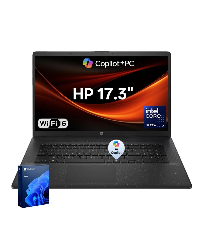 Hp 17.3" Business Copilot Ai Laptop, More WorkspaceandAI Task, Core Ultra 5 225U, Intel Graphics, 24GB DDR5, 1TB Ssd, Wi-Fi 6, Win11 Pro, Black