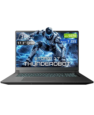Thunderobot Storm 17 Gaming Laptop, 17.3" Qhd 165Hz 2K, Amd Ryzen 7 255, Nvidia GeForce Rtx 5070, 32GB DDR5, 1TB Ssd, Wi-Fi 6, Windows 11 Home, Black