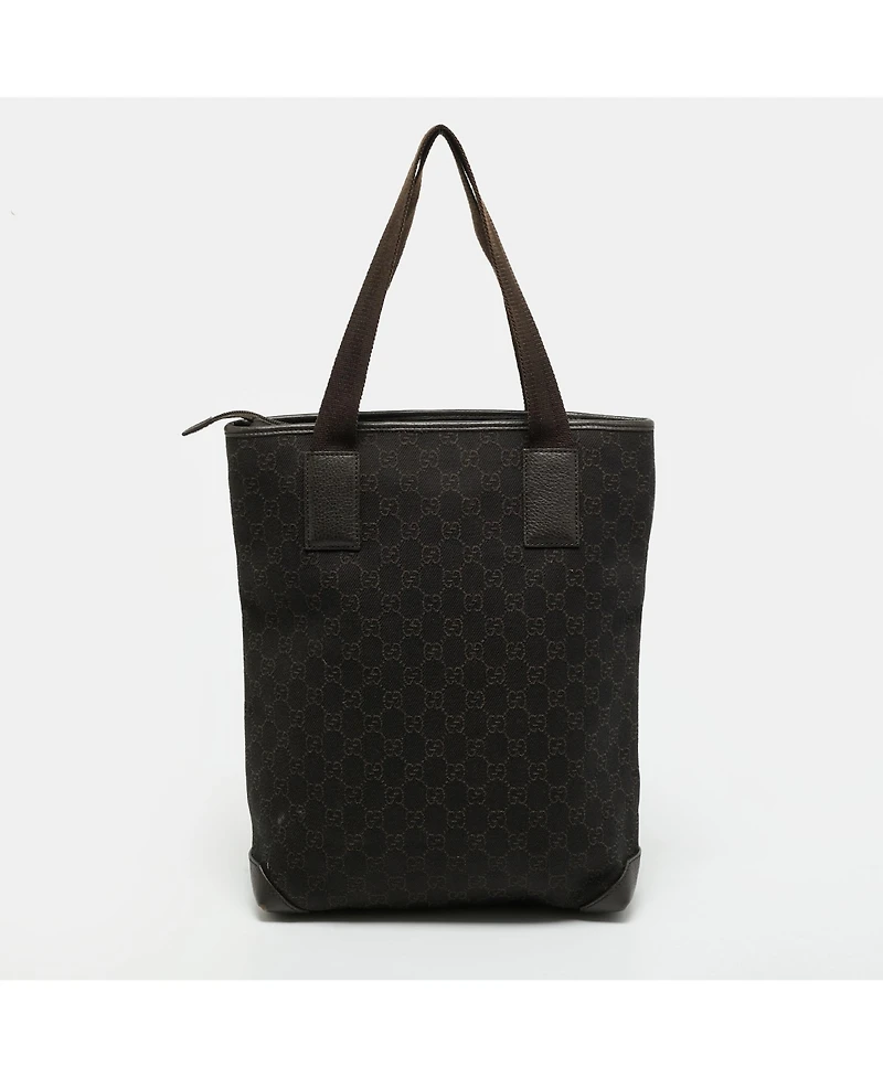 Pre-Owned Gucci Women's Gg Denim and Leather Vertical Tote Bag