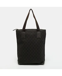 Pre-Owned Gucci Women's Gg Denim and Leather Vertical Tote Bag
