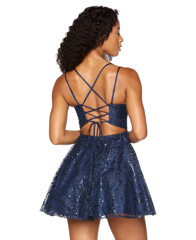 B Darlin Juniors' Lace Sweetheart Double-Strap Dress