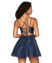 B Darlin Juniors' Lace Sweetheart Double-Strap Dress