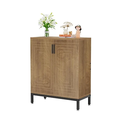 Slickblue Engineered Wood Shoe Cabinet with 2 Front Doors for Home Storage