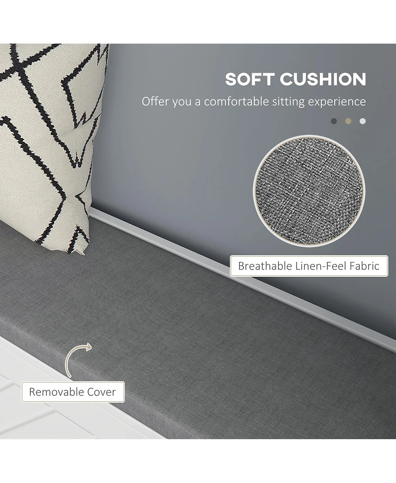 Slickblue Storage Bench with Cushioned Linen-Feel Seat for Entryway and Bedroom