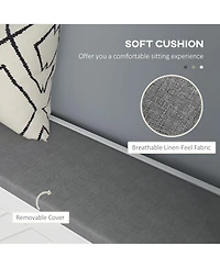 Slickblue Storage Bench with Cushioned Linen-Feel Seat for Entryway and Bedroom