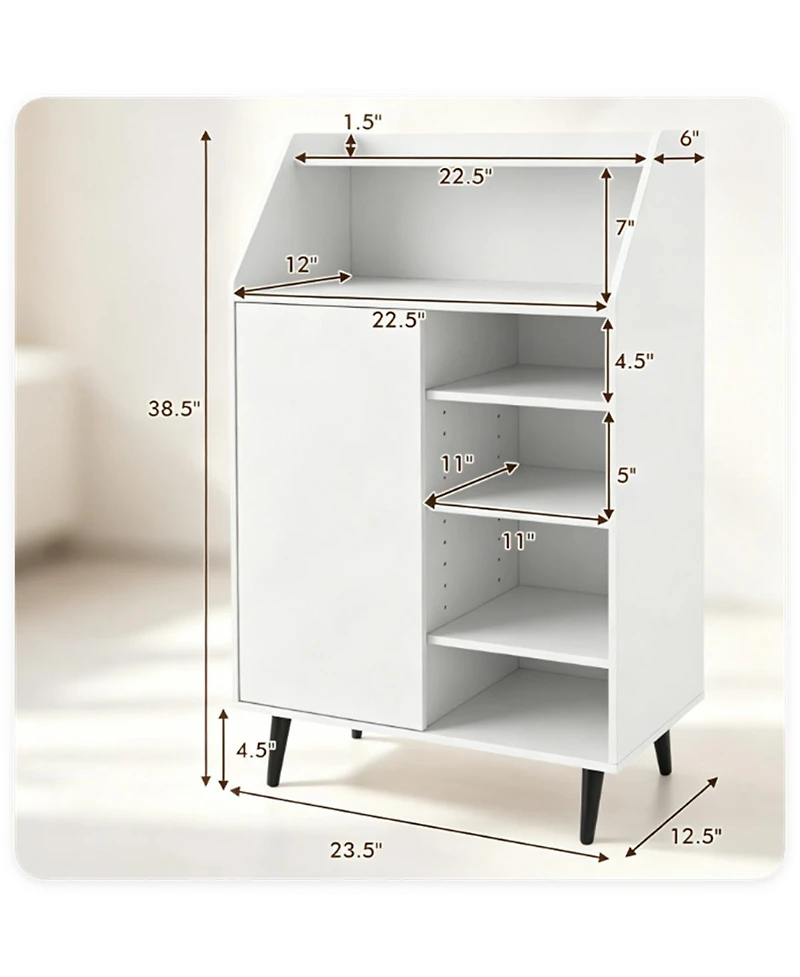 Slickblue Multi-Compartment Shoe Storage Cabinet with Countertop and Cubbies