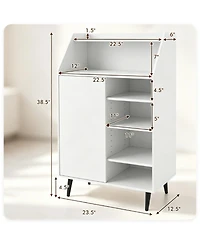 Slickblue Multi-Compartment Shoe Storage Cabinet with Countertop and Cubbies