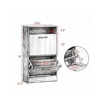 Slickblue 2 Large Flip-Down Drawer Shoe Cabinet with Open Top Storage Shelf