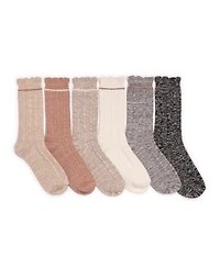 Muk Luks Women's 6 Pair Pack Microfiber Boot Socks