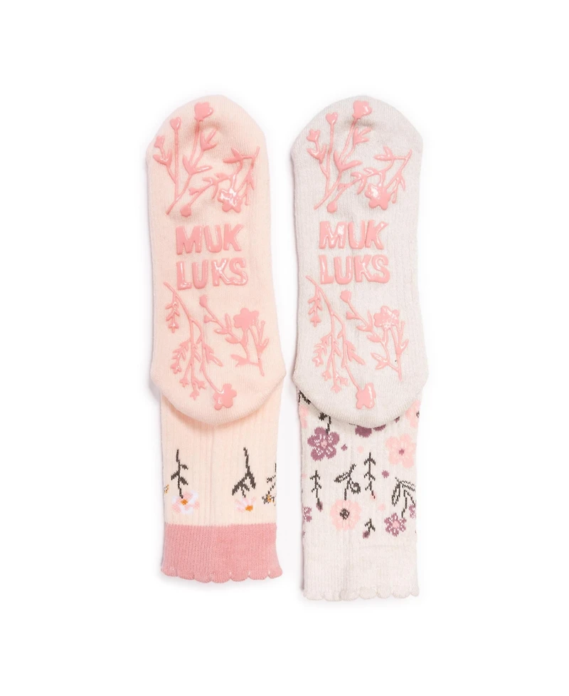 Muk Luks Women's Studio Socks 2 Pair Pack Crew Cotton Socks