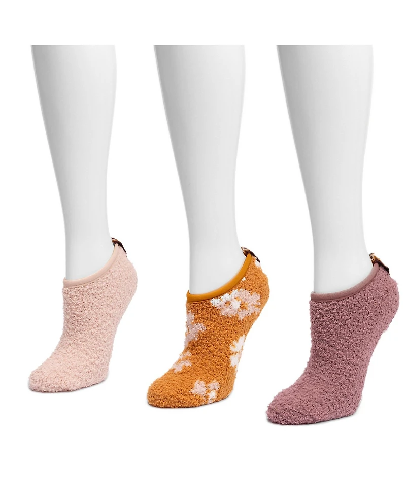 Muk Luks Women's 3 Pair Pack Low Cut Cozy Footie Socks