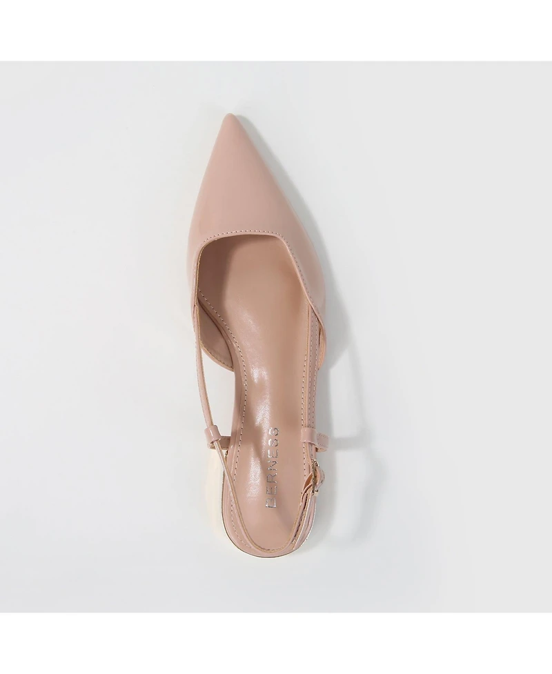 Berness Cass Patent Slingback Flats with Gold-Tone Heel