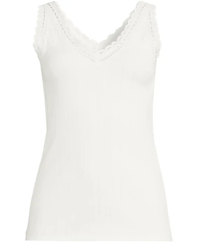 Lands' End Plus Variegated Micro Rib Lace Trim Cami