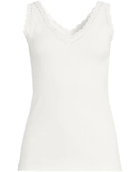 Lands' End Plus Variegated Micro Rib Lace Trim Cami