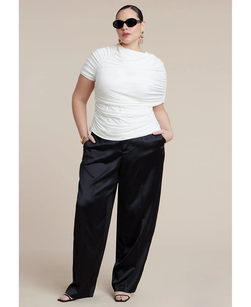 Eloquii Plus Size Sleeve Overlay Draped Women's Top